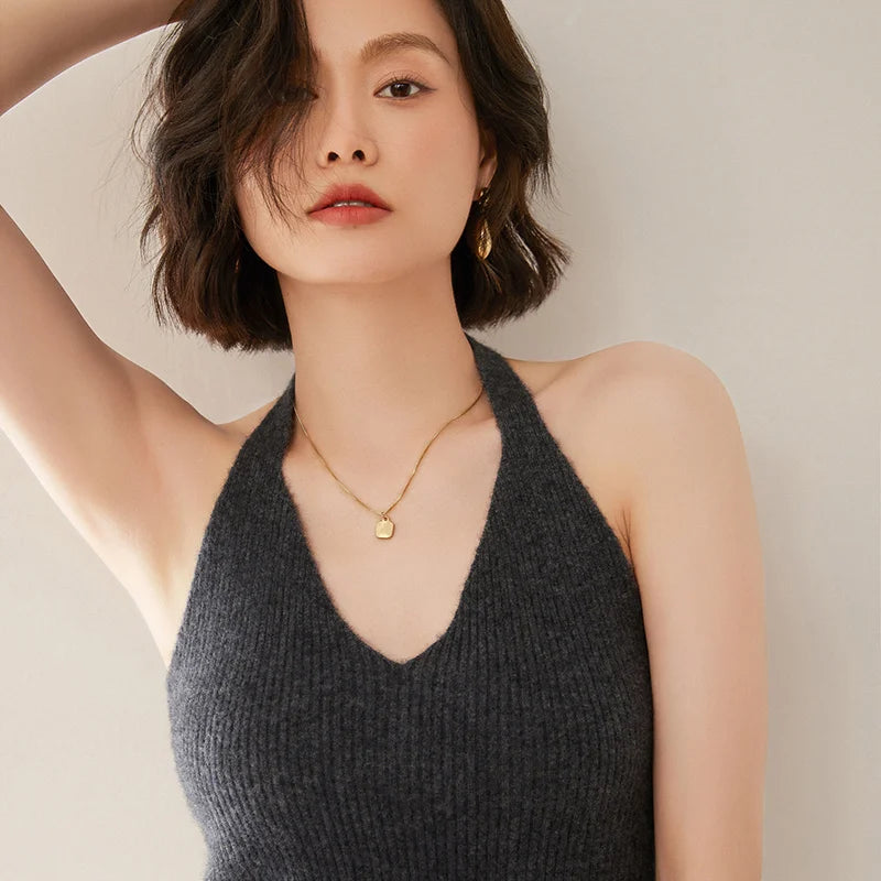 Cashmere Knit Halter Tank