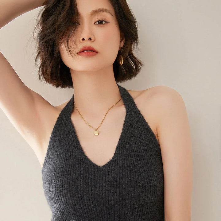 Cashmere Knit Halter Tank
