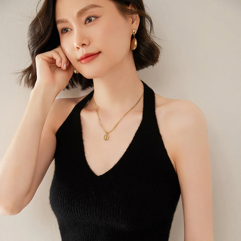 Cashmere Knit Halter Tank