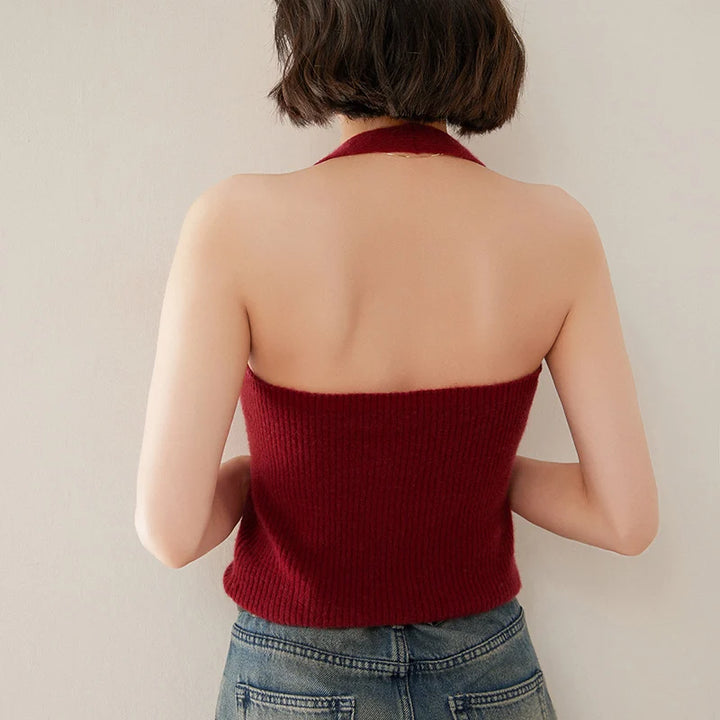 Cashmere Knit Halter Tank