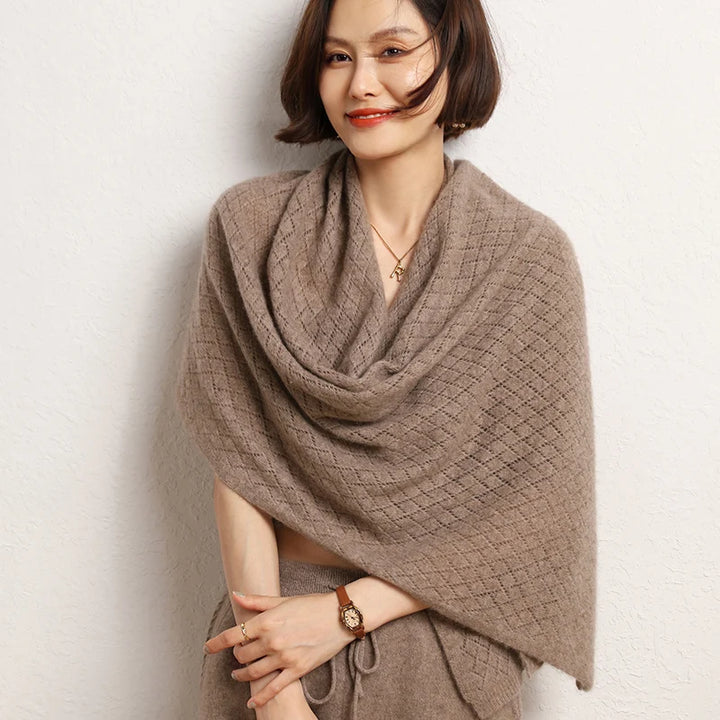 Cashmere Knit Poncho Scarf