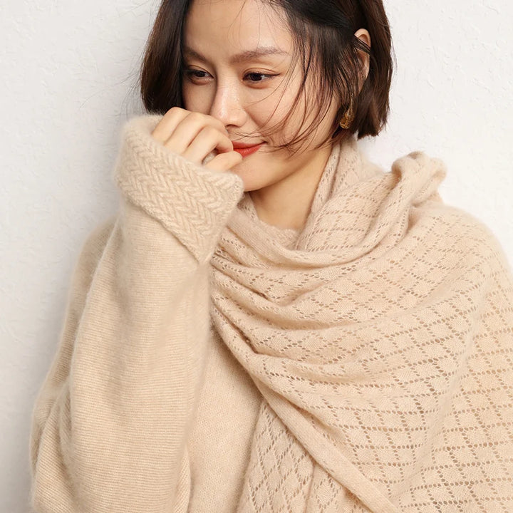 Cashmere Knit Poncho Scarf