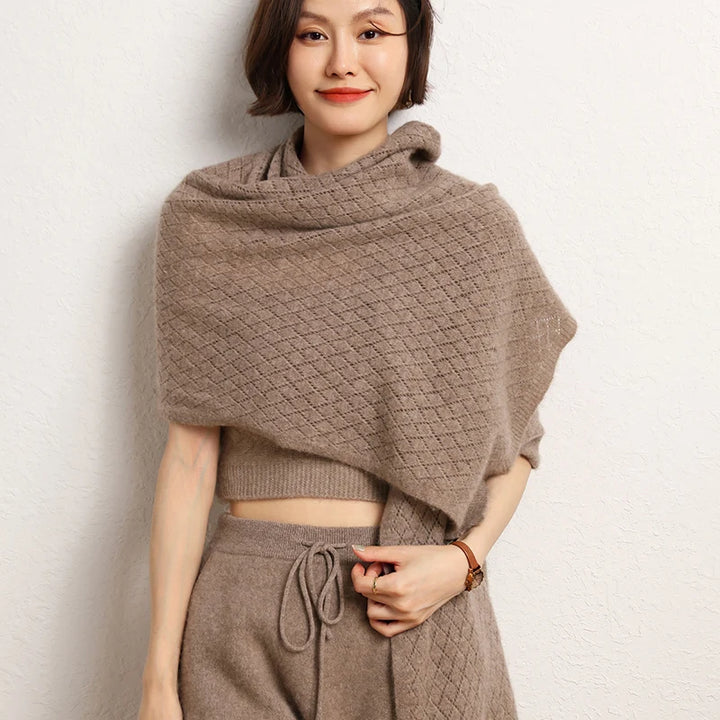 Cashmere Knit Poncho Scarf