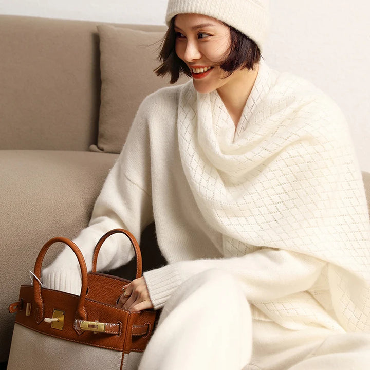Cashmere Knit Poncho Scarf
