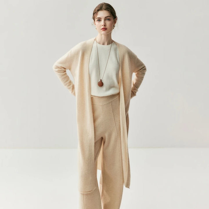 Cashmere Long Open-Front Cardigan