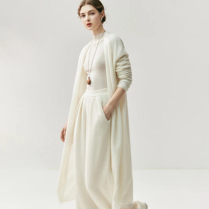 Cashmere Long Open-Front Cardigan