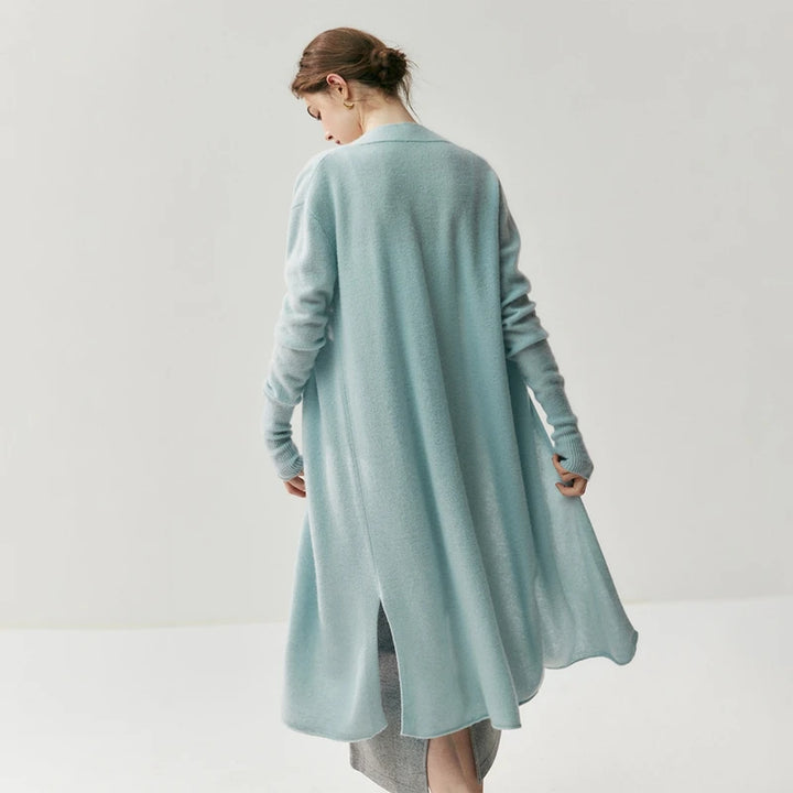 Cashmere Long Open-Front Cardigan