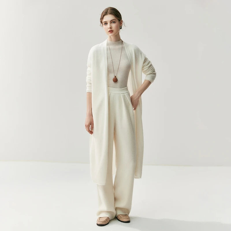 Cashmere Long Open-Front Cardigan