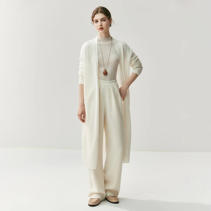 Cashmere Long Open-Front Cardigan