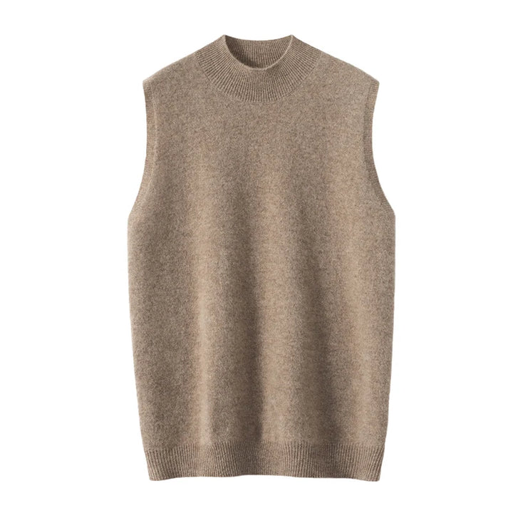 Cashmere Mock Neck Sleeveless Knit Top