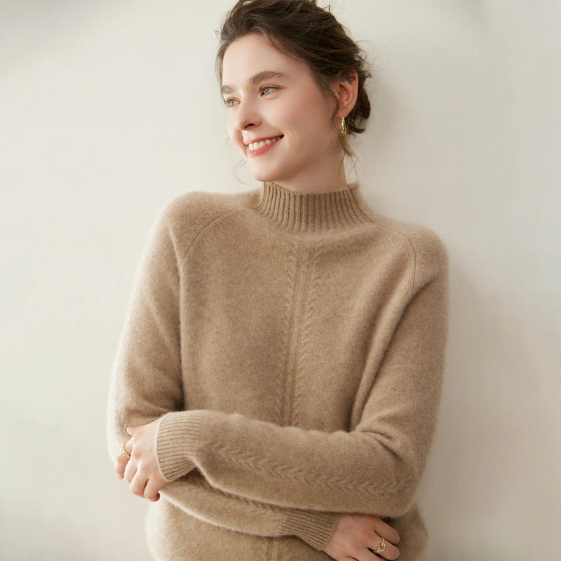 Cashmere Mock Neck Twist Sweater