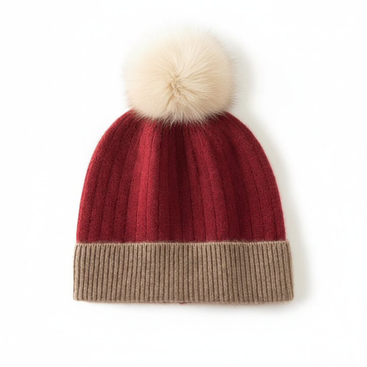Cashmere Pom-Pom Ribbed Beanie