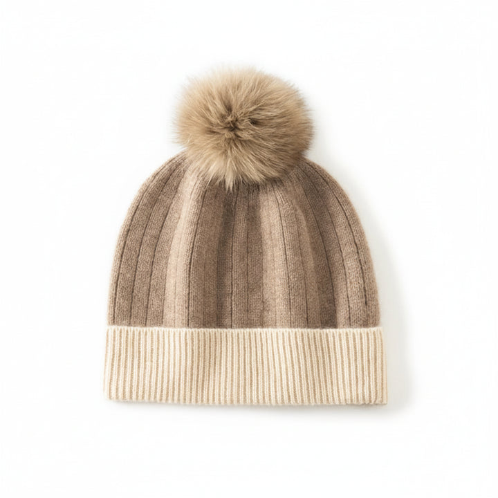 Cashmere Pom-Pom Ribbed Beanie