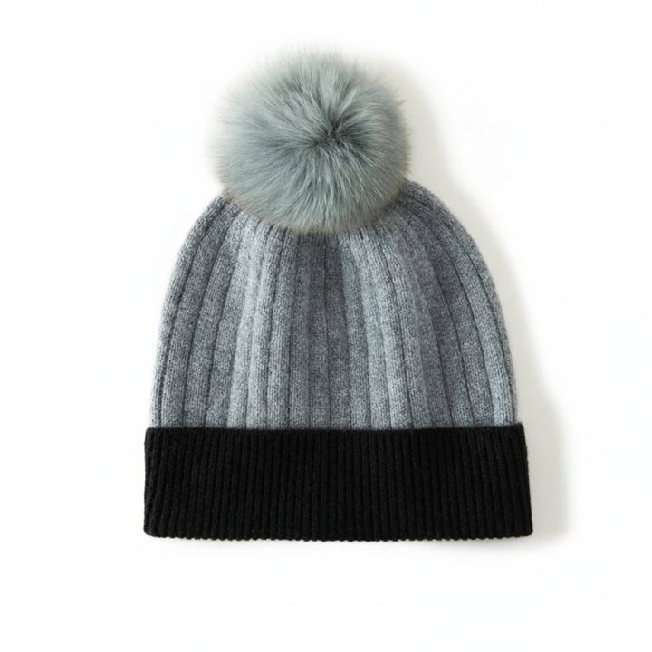 Cashmere Pom-Pom Ribbed Beanie
