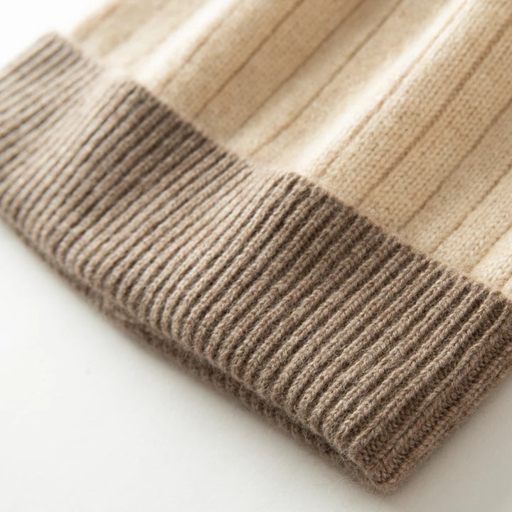 Cashmere Pom-Pom Ribbed Beanie