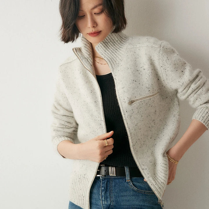 Pure Cashmere Zip-Up Cardigan