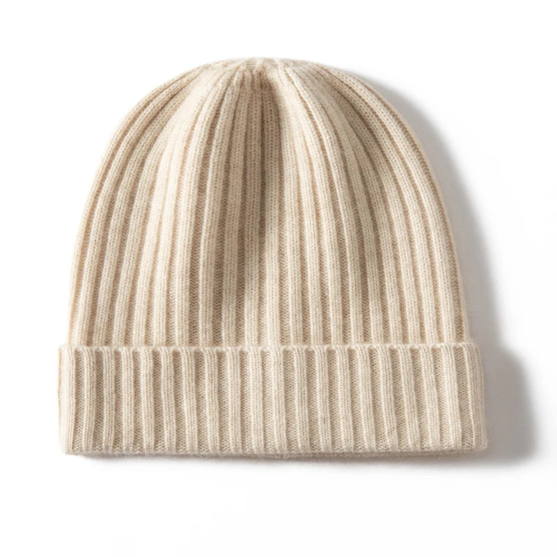 Cashmere Ribbed Cuffed Beanie
