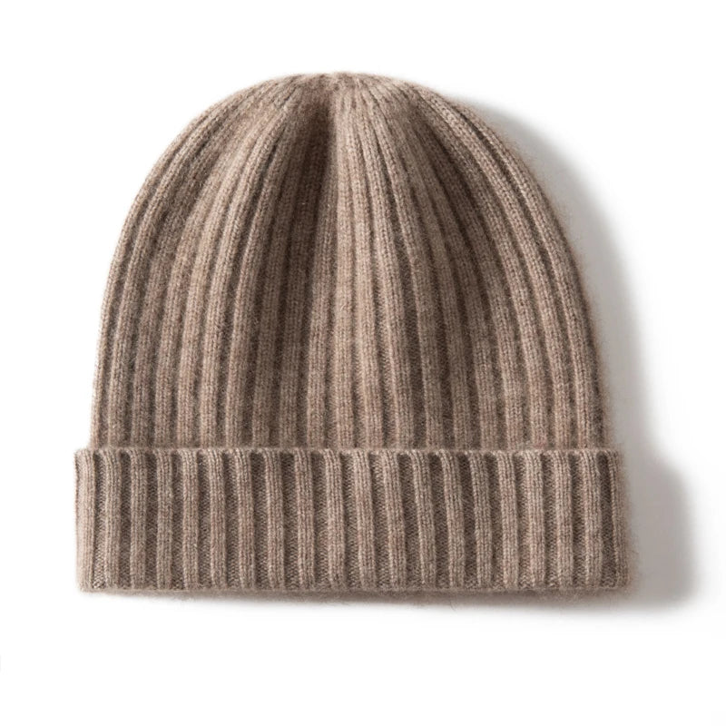 Cashmere Ribbed Cuffed Beanie