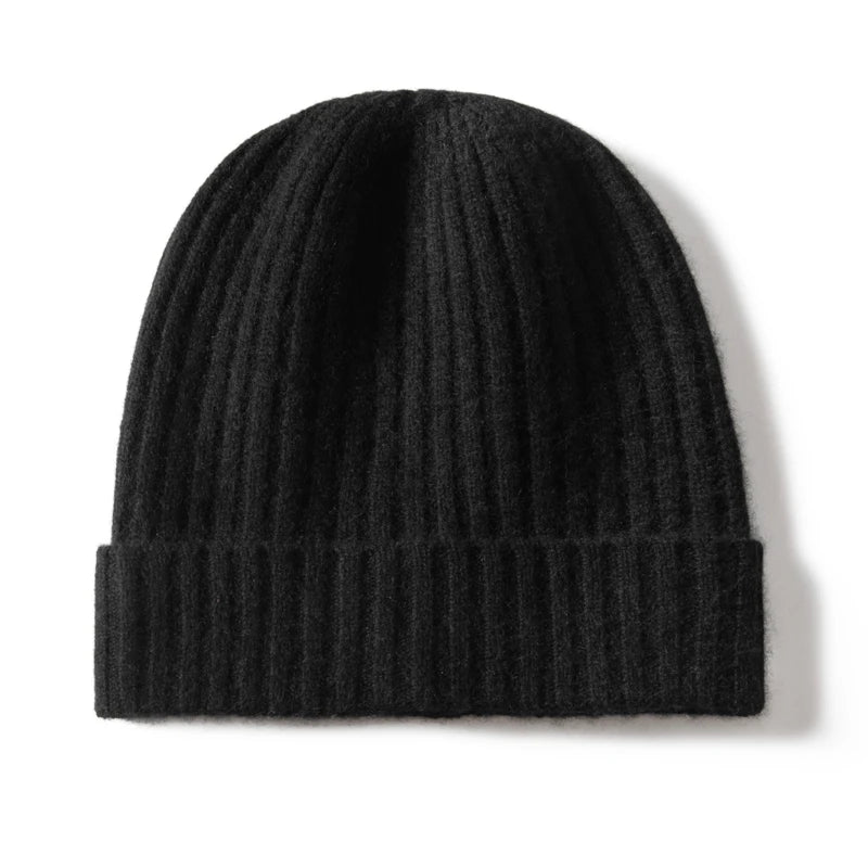 Cashmere Ribbed Cuffed Beanie