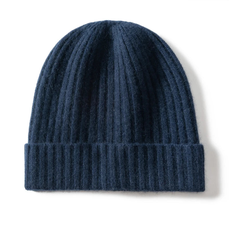 Cashmere Ribbed Cuffed Beanie