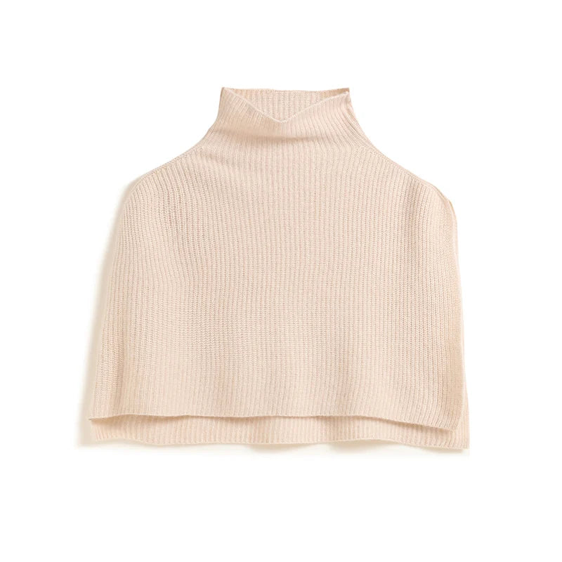 Cashmere Turtleneck Knit Poncho Cape