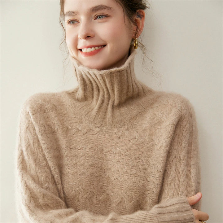 Cashmere Turtleneck Twist Sweater