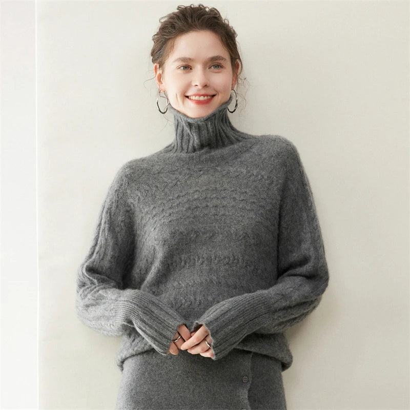 Cashmere Turtleneck Twist Sweater