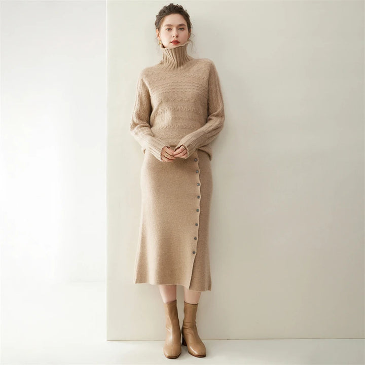 Cashmere Turtleneck Twist Sweater