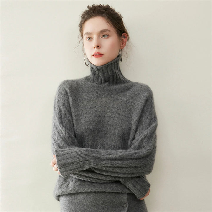 Cashmere Turtleneck Twist Sweater