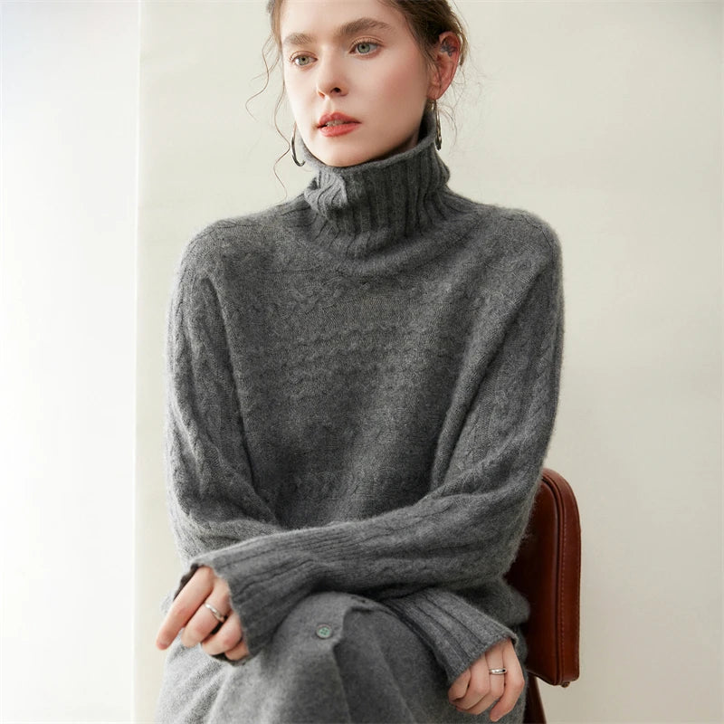 Cashmere Turtleneck Twist Sweater