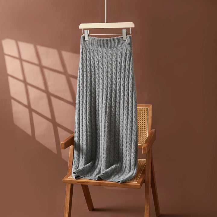 Cashmere Twist Knit Midi Skirt