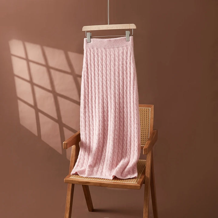 Cashmere Twist Knit Midi Skirt