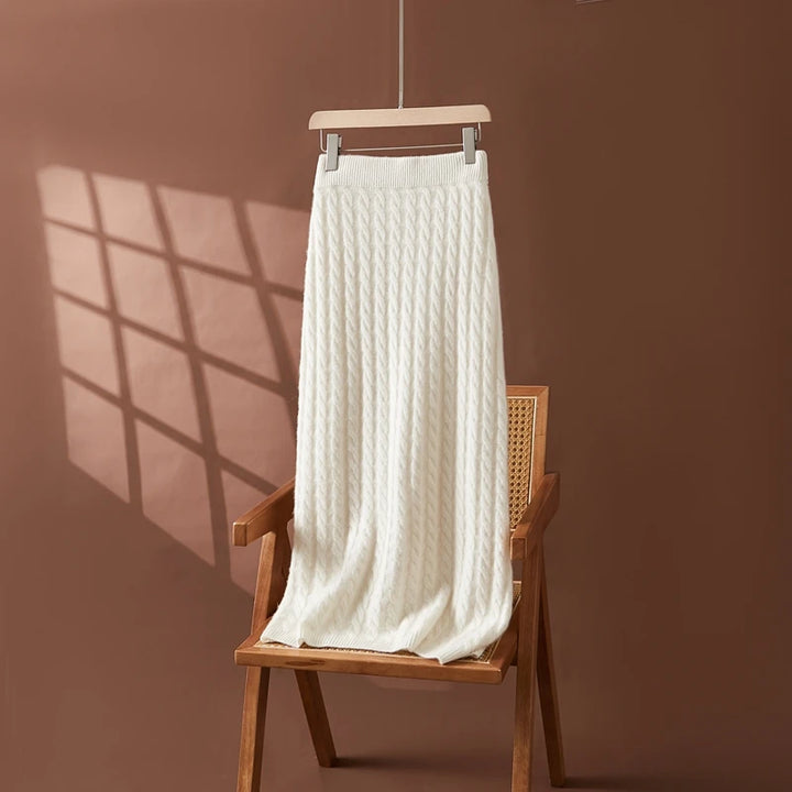 Cashmere Twist Knit Midi Skirt