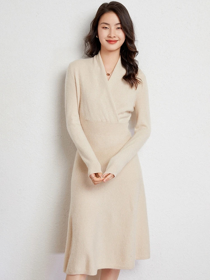 Cashmere V-Neck Wrap Dress
