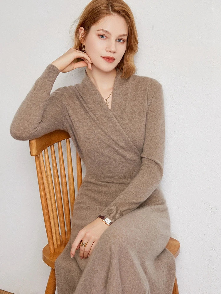 Cashmere V-Neck Wrap Dress