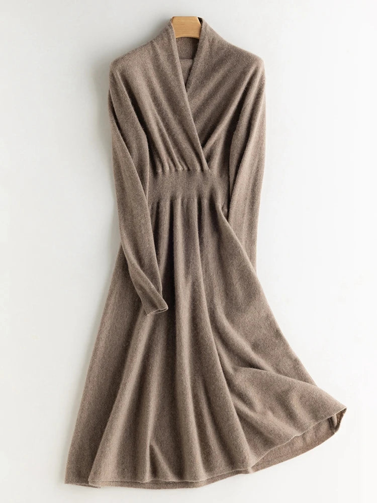 Cashmere V-Neck Wrap Dress