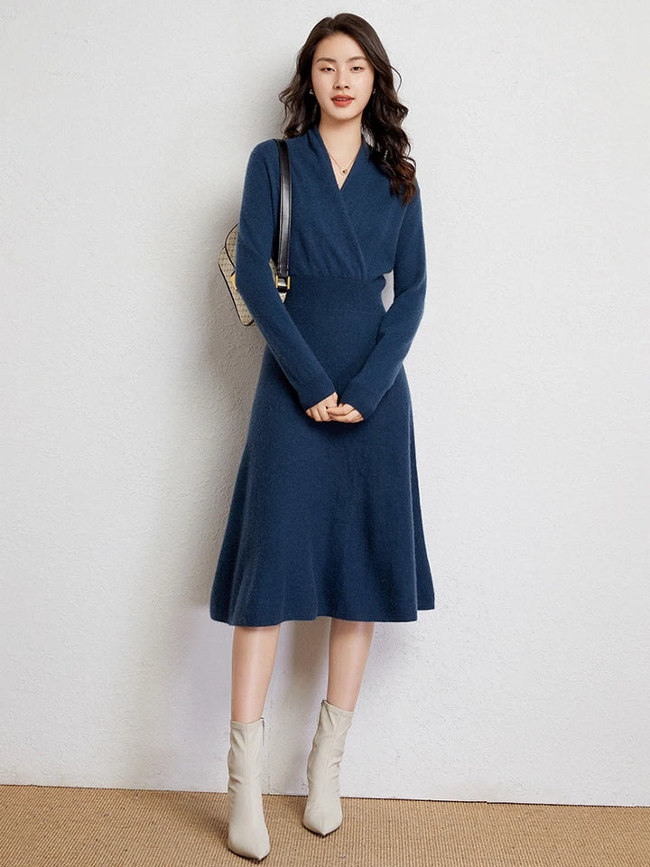 Cashmere V-Neck Wrap Dress