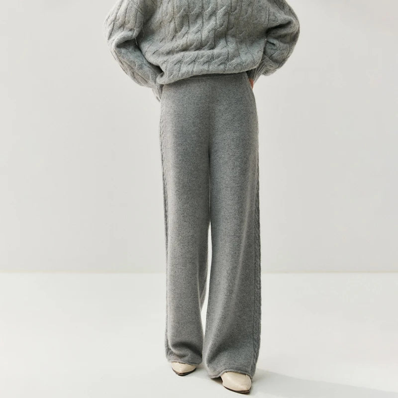 Cashmere Wide-Leg Knit Lounge Trousers
