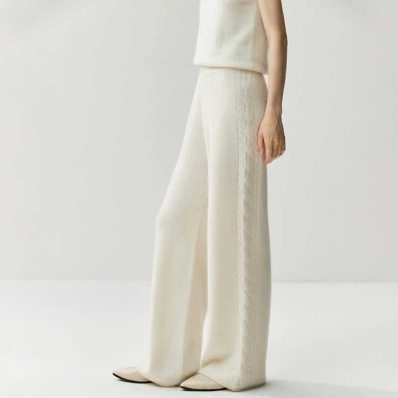 Cashmere Wide-Leg Knit Lounge Trousers
