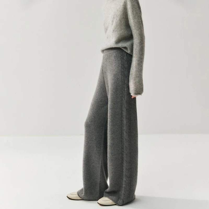 Cashmere Wide-Leg Knit Lounge Trousers