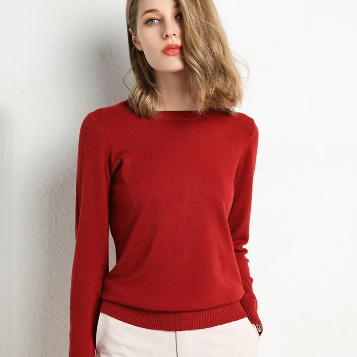 Cashmere Wool O-Neck Knit Sweater