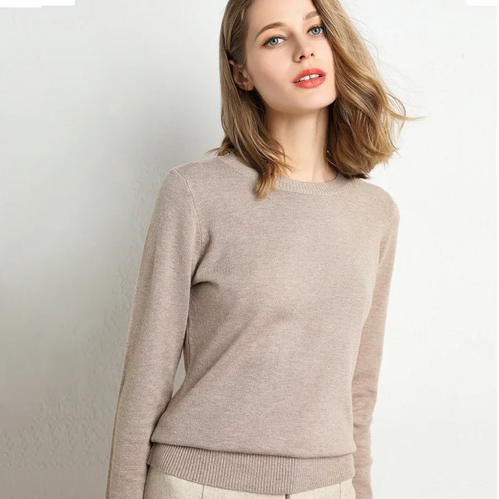 Cashmere Wool O-Neck Knit Sweater
