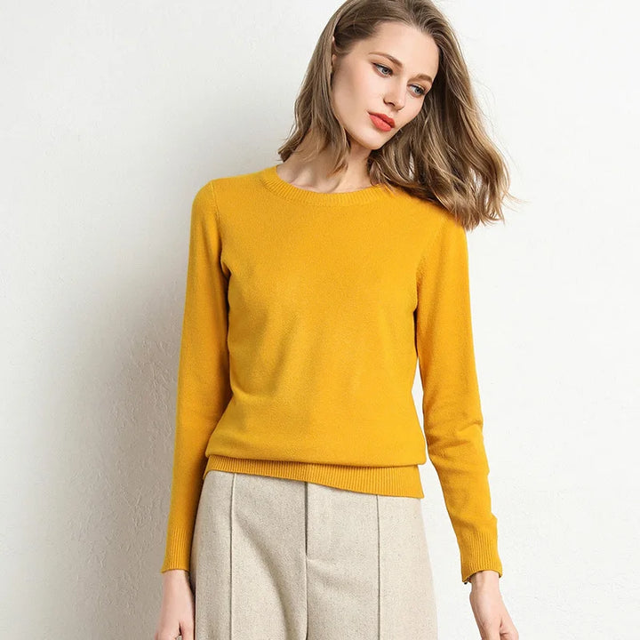 Cashmere Wool O-Neck Knit Sweater