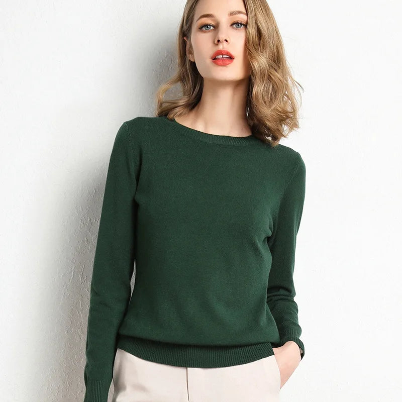 Cashmere Wool O-Neck Knit Sweater