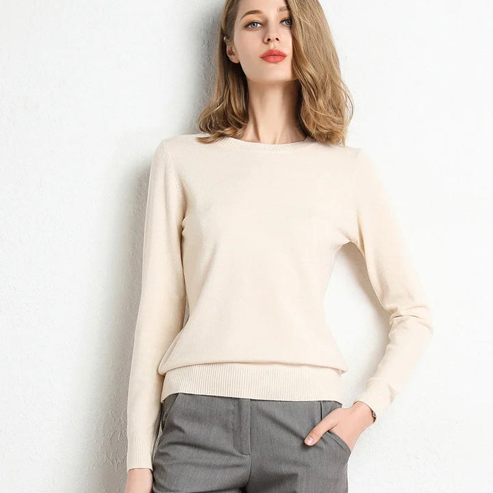 Cashmere Wool O-Neck Knit Sweater