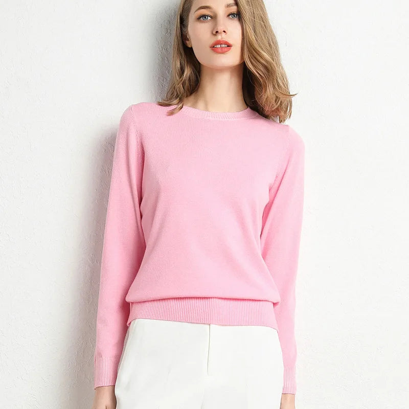 Cashmere Wool O-Neck Knit Sweater