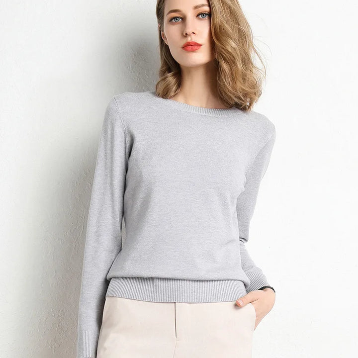 Cashmere Wool O-Neck Knit Sweater