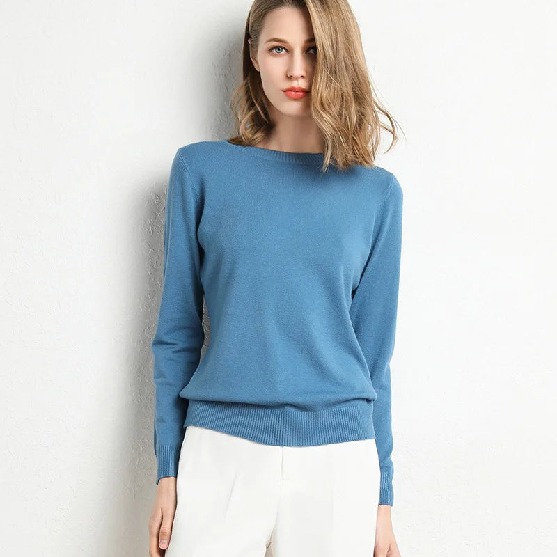 Cashmere Wool O-Neck Knit Sweater