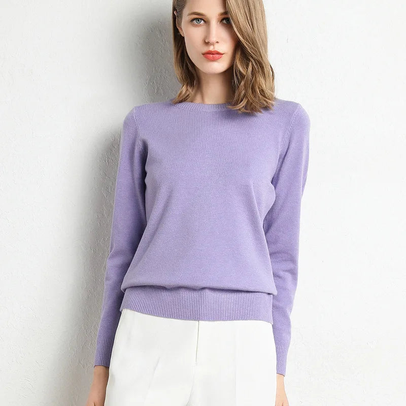 Cashmere Wool O-Neck Knit Sweater