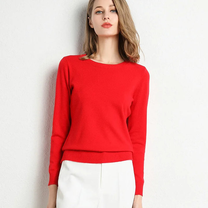 Cashmere Wool O-Neck Knit Sweater